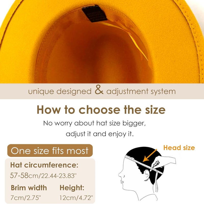 Gossifan Men & Women Belt Buckle Fedora Hat Wide Brim Floppy Panama Hat - Image 2